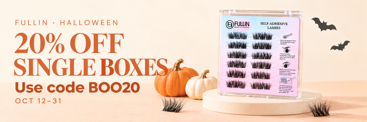 FULLIN Halloween: 20% off single lash boxes with code BOO20, October 12–31. Bundles and accessories excluded.